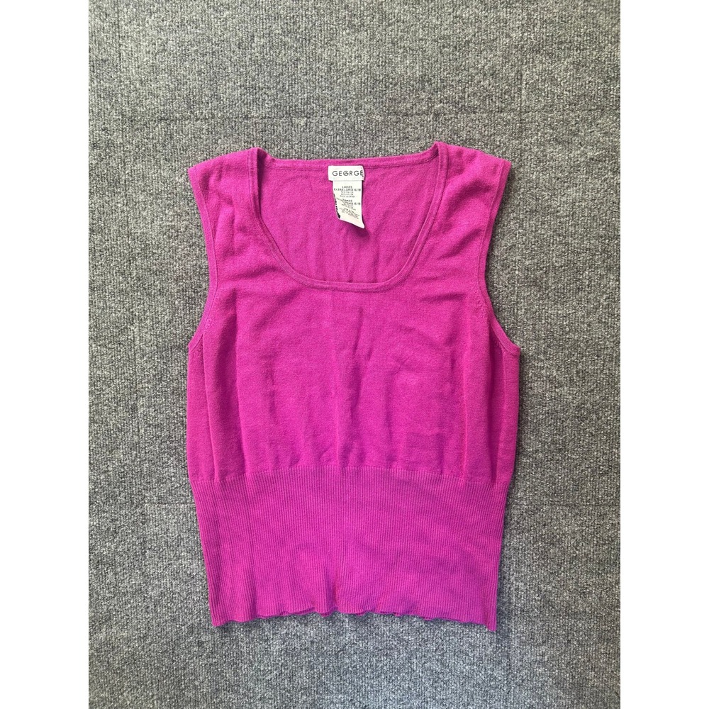 George Knit Tank Top Ladies XL 16/18 Purple Torch Pink Sleeveless Scoop Neck
